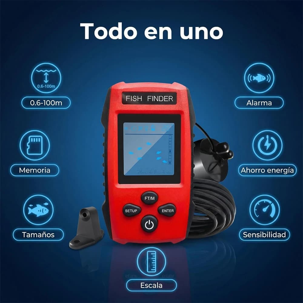 Détecteur de poissons sonar filaire portable 0.6-100M avec sensibilité ajustable multi-modes pêche