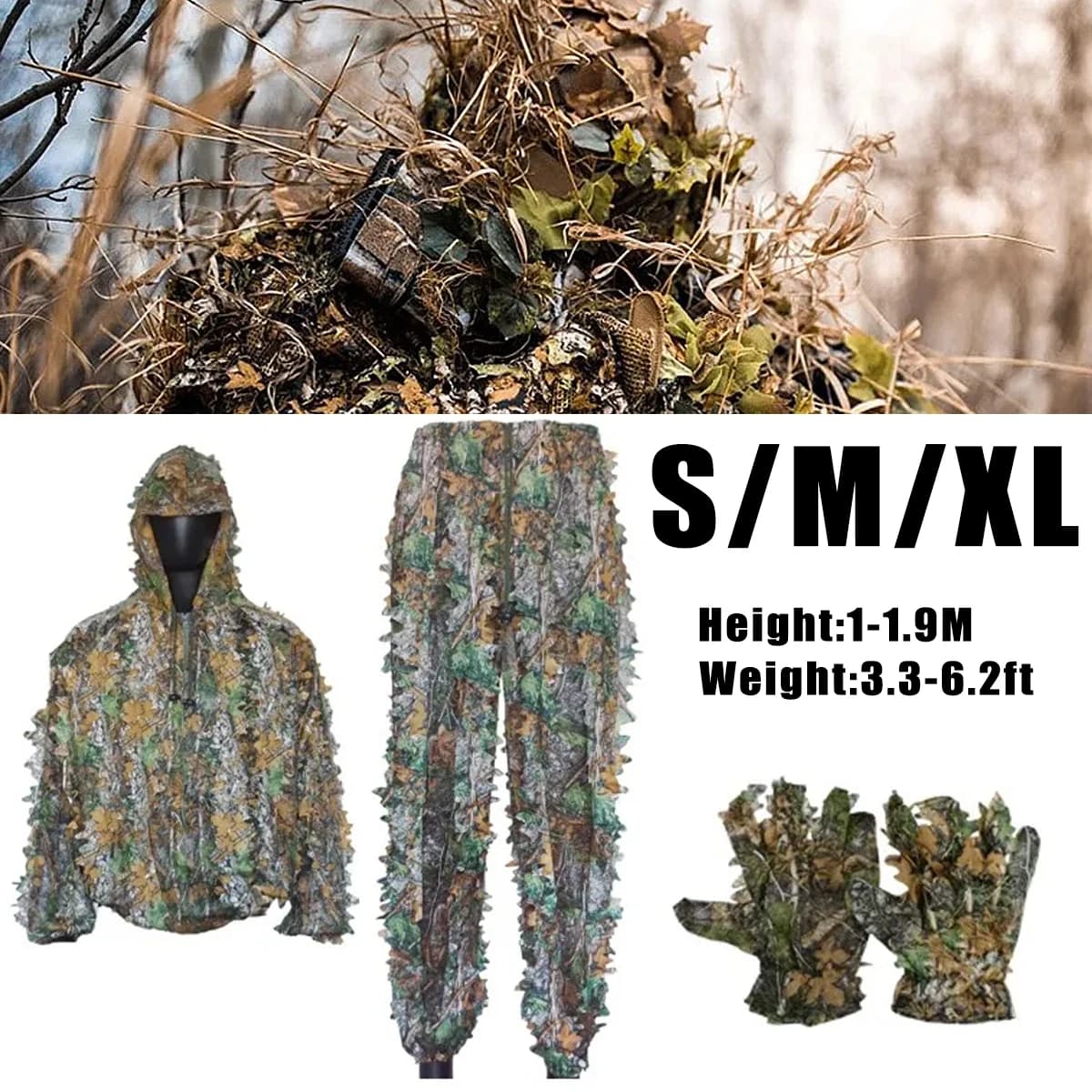 Tenue camouflage jungle bionique 3D pour pêche tropicale - Combinaison tactique complète respirante