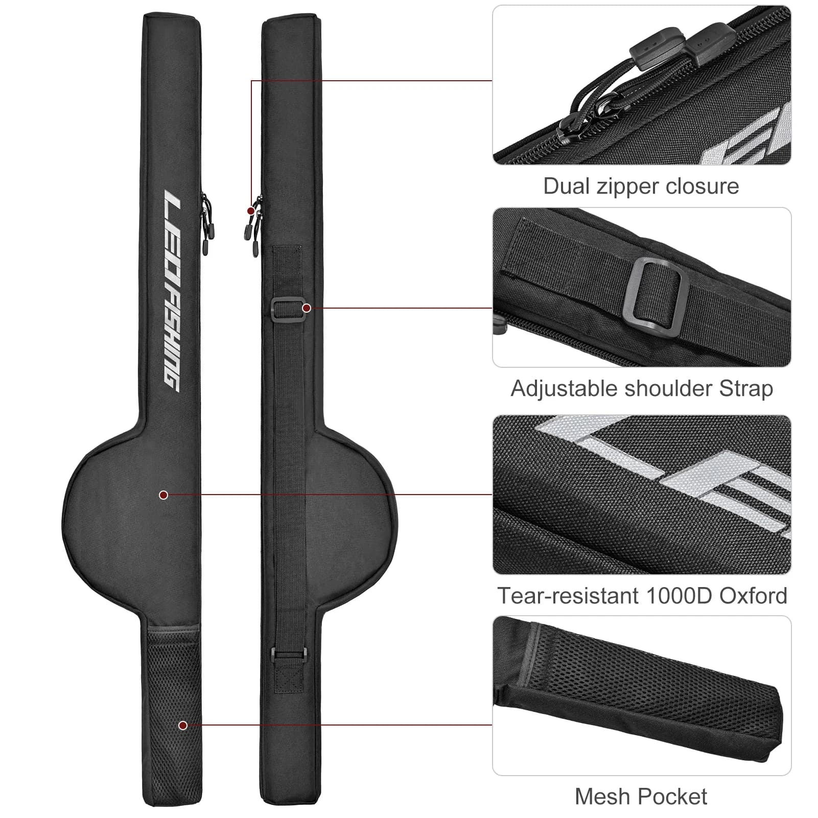 Housse canne à pêche portable 85-126cm - Sac transport canne moulinet protection durable étui