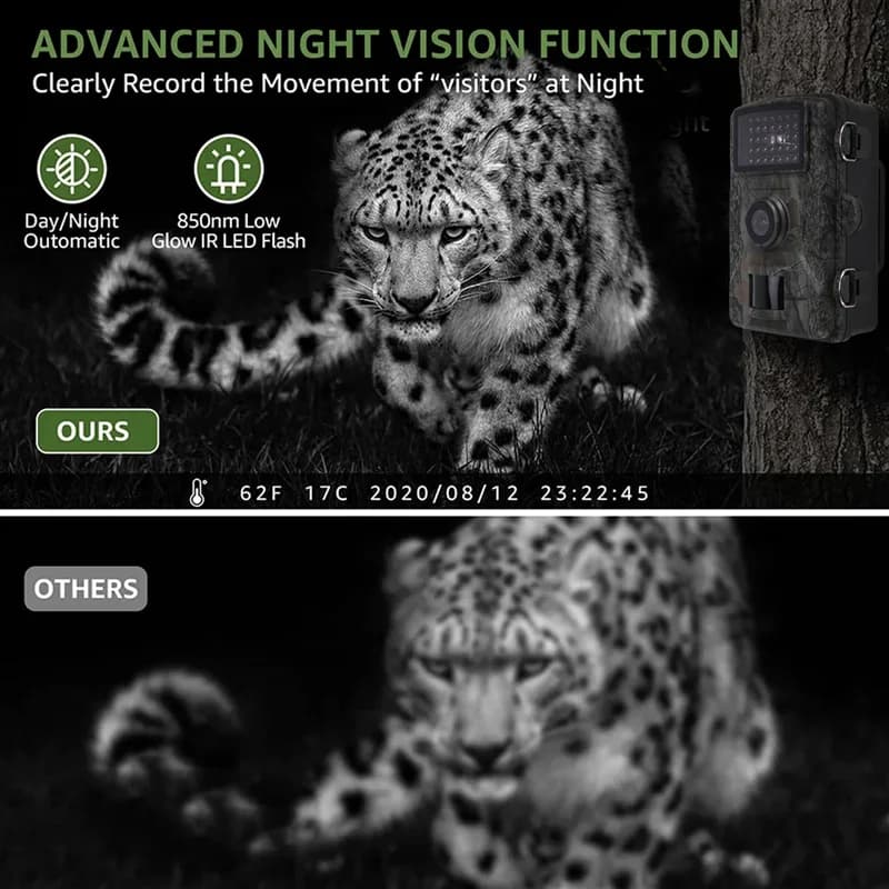 Caméra de chasse vision nocturne infrarouge écran 2.0" TFT HD 1920x1080p IP66 étanche surveillance faune