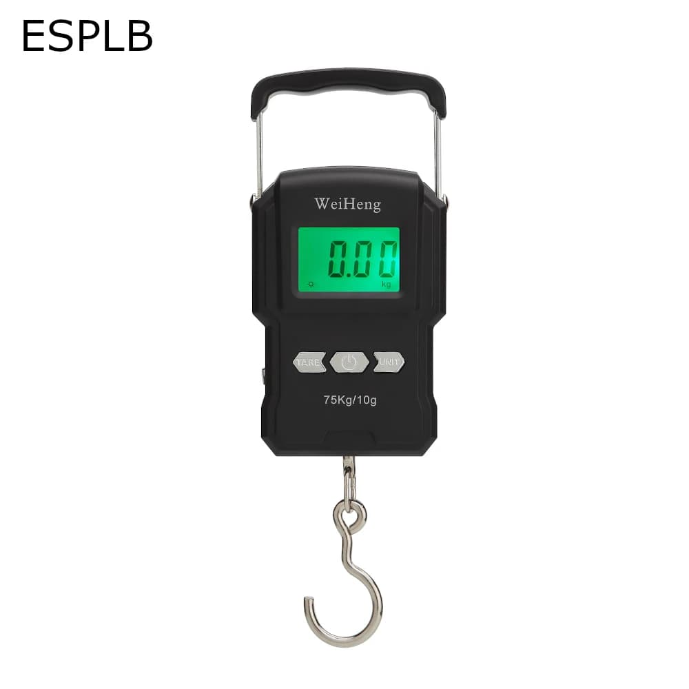 Balance pêche numérique ESPLB 75kg/10g avec mètre ruban intégré - Pèse-électronique portable rétroéclairé