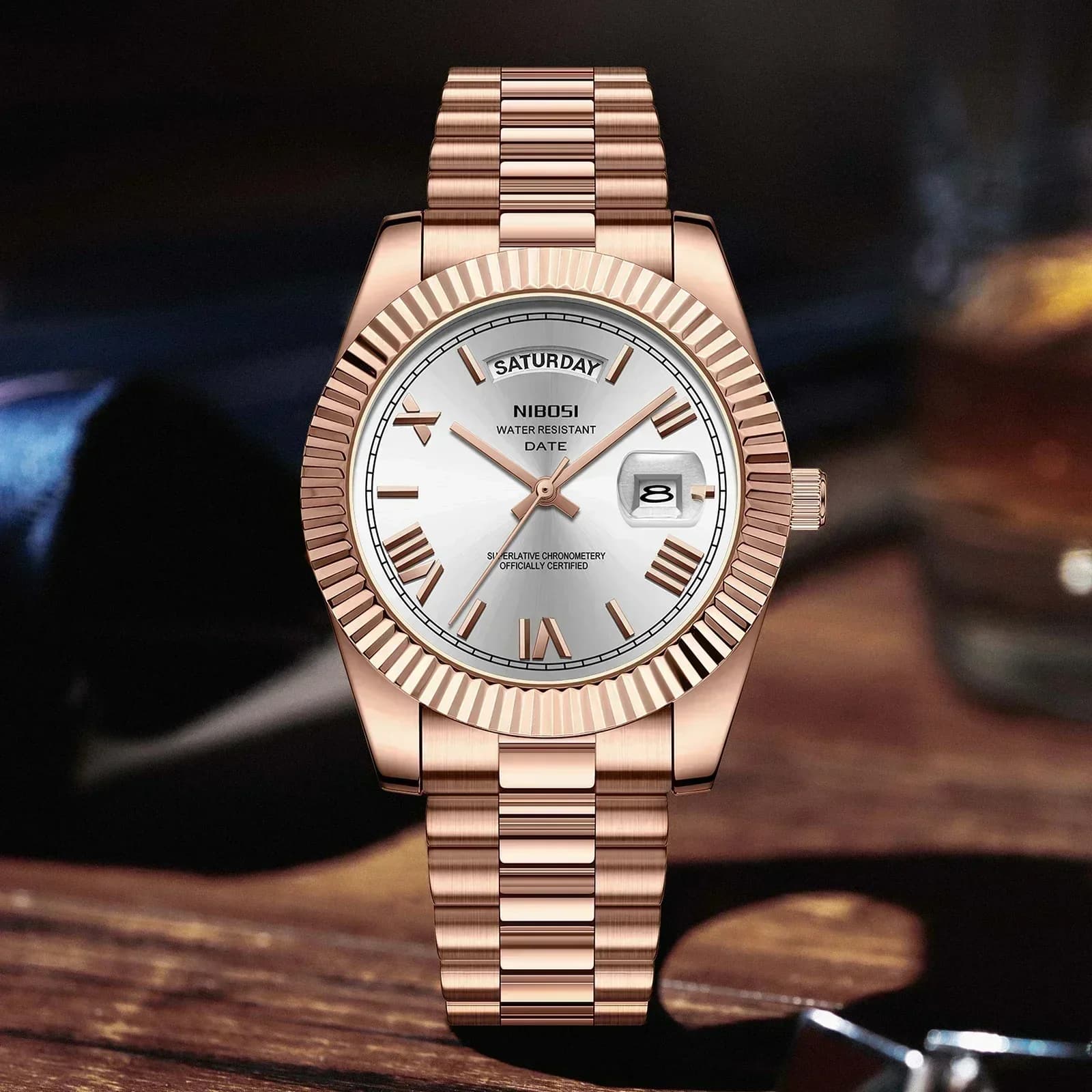 Montre homme NIBOSI luxe quartz Miyota - Montre bracelet acier étanche date jour reloj hombre