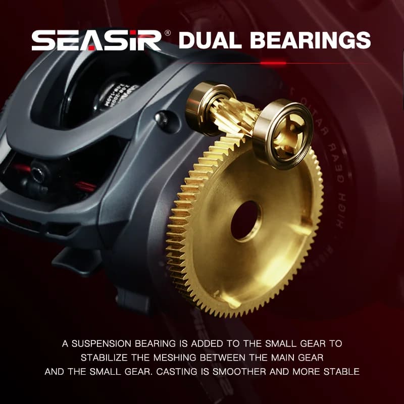 Moulinet baitcaster Seasir Commando Power ratio 7.1:1 - Frein 9kg nouvelle génération pour mer et eau douce