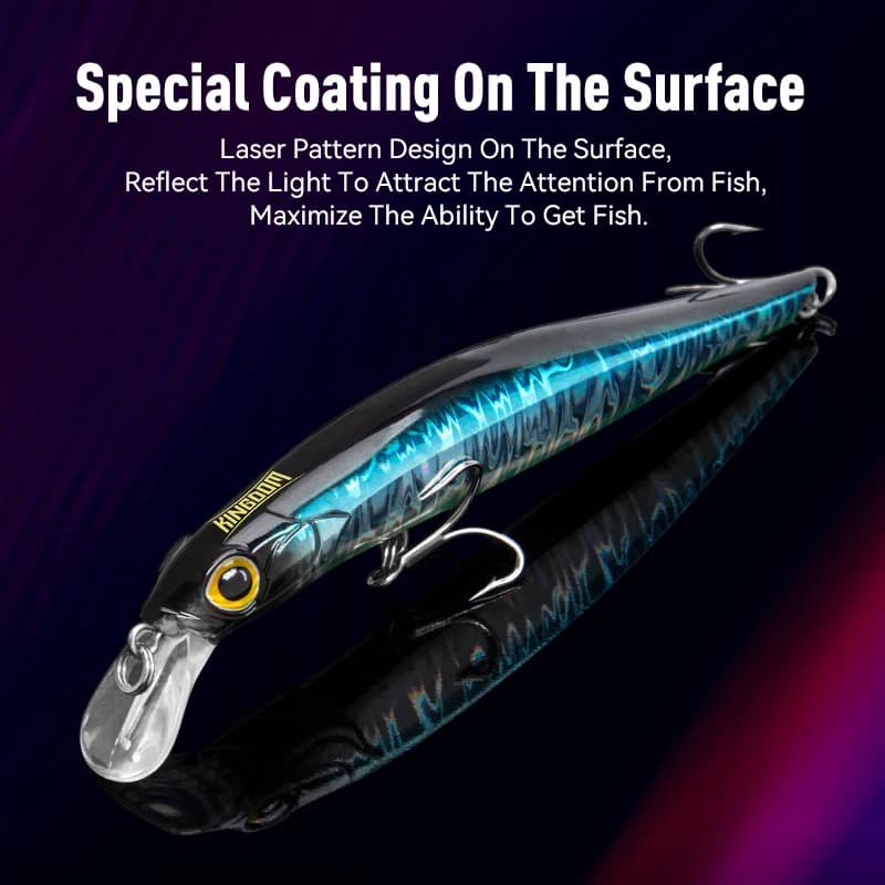 Leurre dur Kingdom Sinking Minnow - Crankbait coulant pour bar et truite de mer avec bonne action