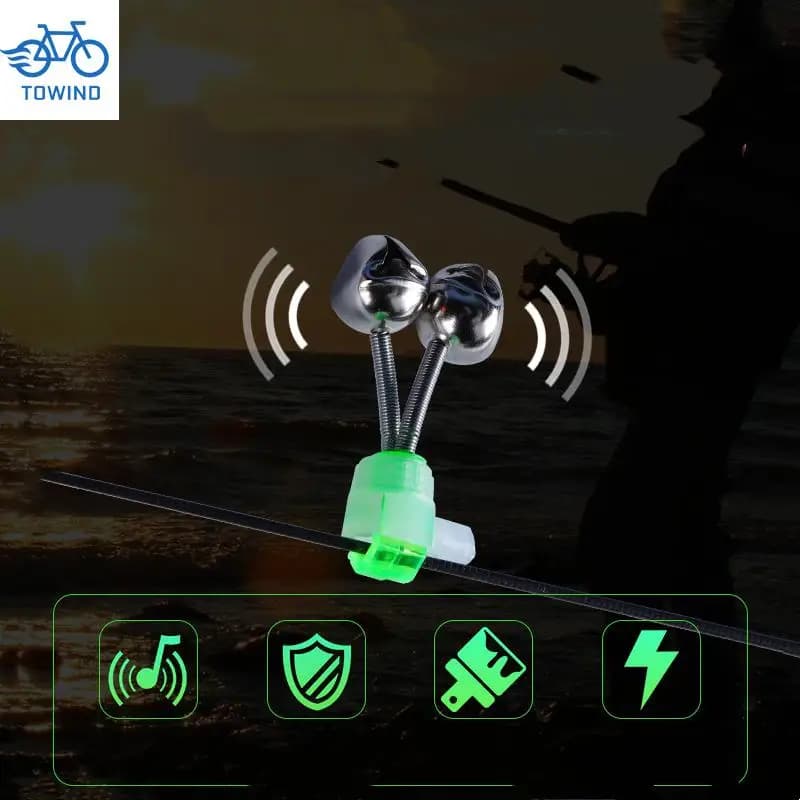 Nouvelle alarme de touche verte ABS avec clip pour canne - Accessoire de pêche extérieur fiable et durable