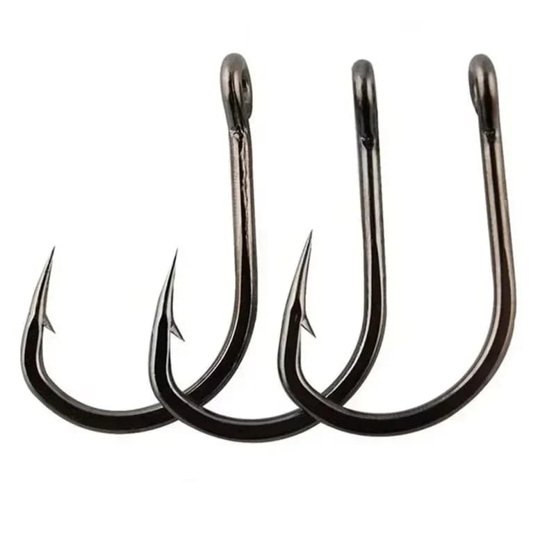 100 hameçons circle argentés acier carbone haute résistance tailles #3 à #12 pour pêche sportive