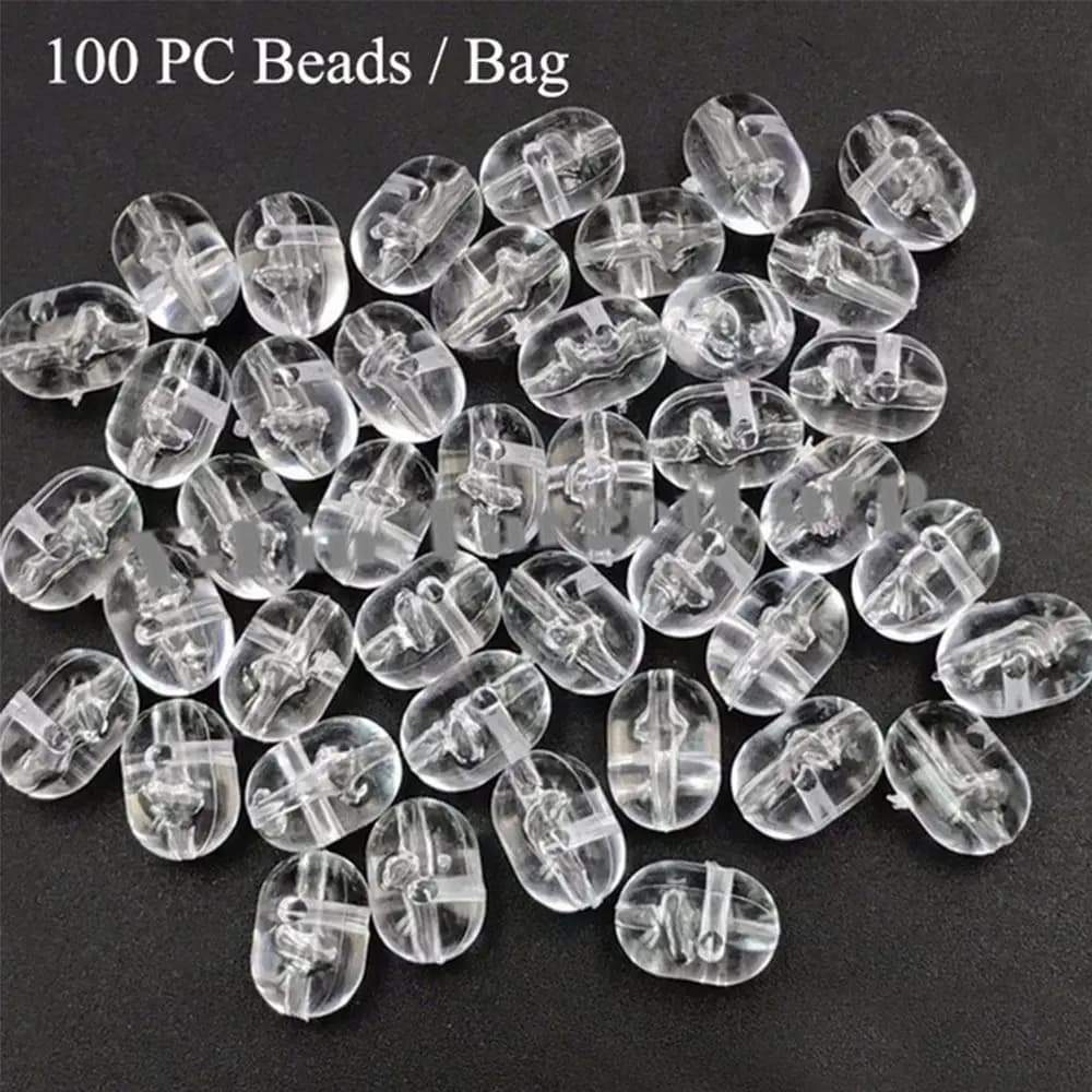 Perles de pêche doubles perles flottantes 100 pièces 47mm 50mm stoppers transparents perçables