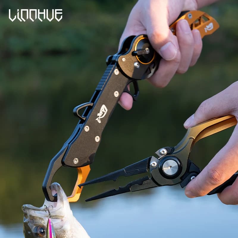 Pince pliante aluminium LINNHUE set pêche - Extracteur coupe-fil ouvre-anneaux complet
