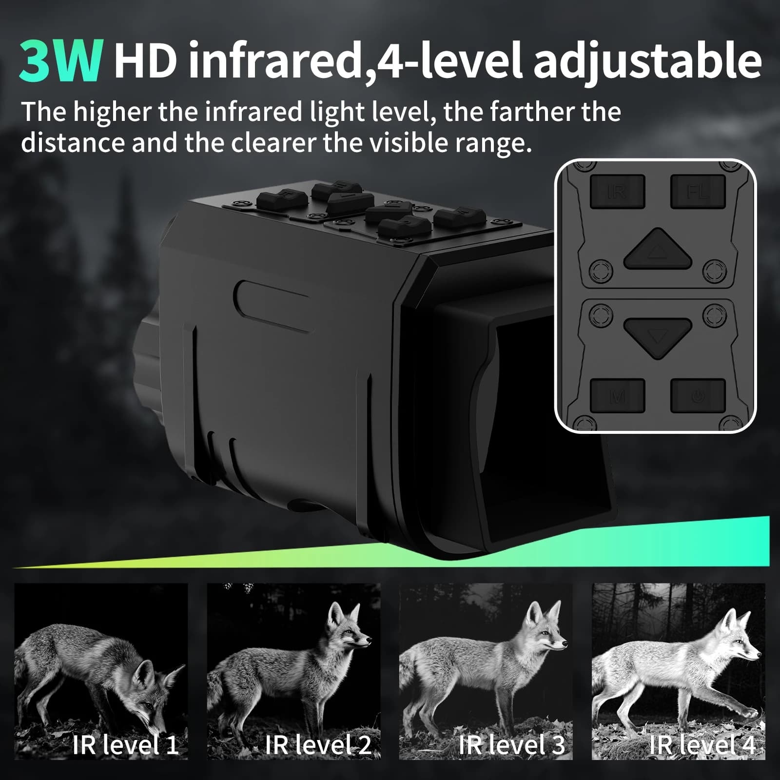 Jumelle de vision nocturne numérique 40MP avec zoom 6X - Portée 400 mètres pour pêche de nuit