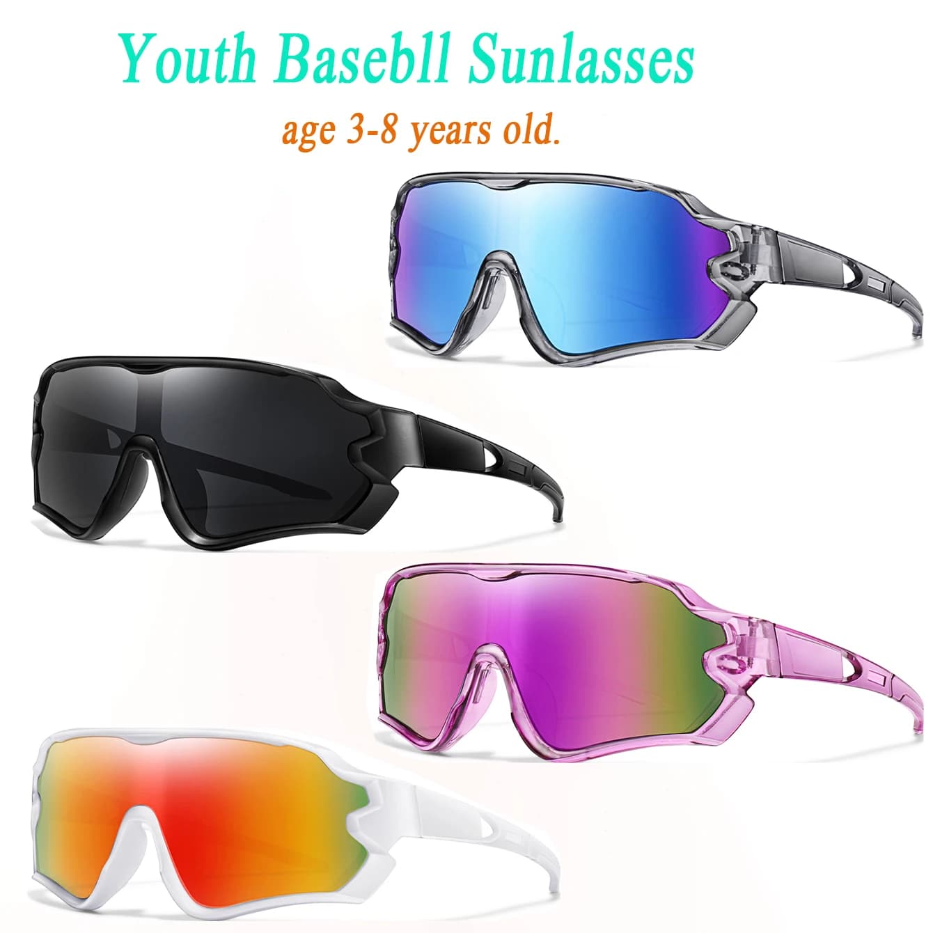 Lunettes de pêche enfants 3-8 ans UV400 protection totale pour pêche en mer et rivière