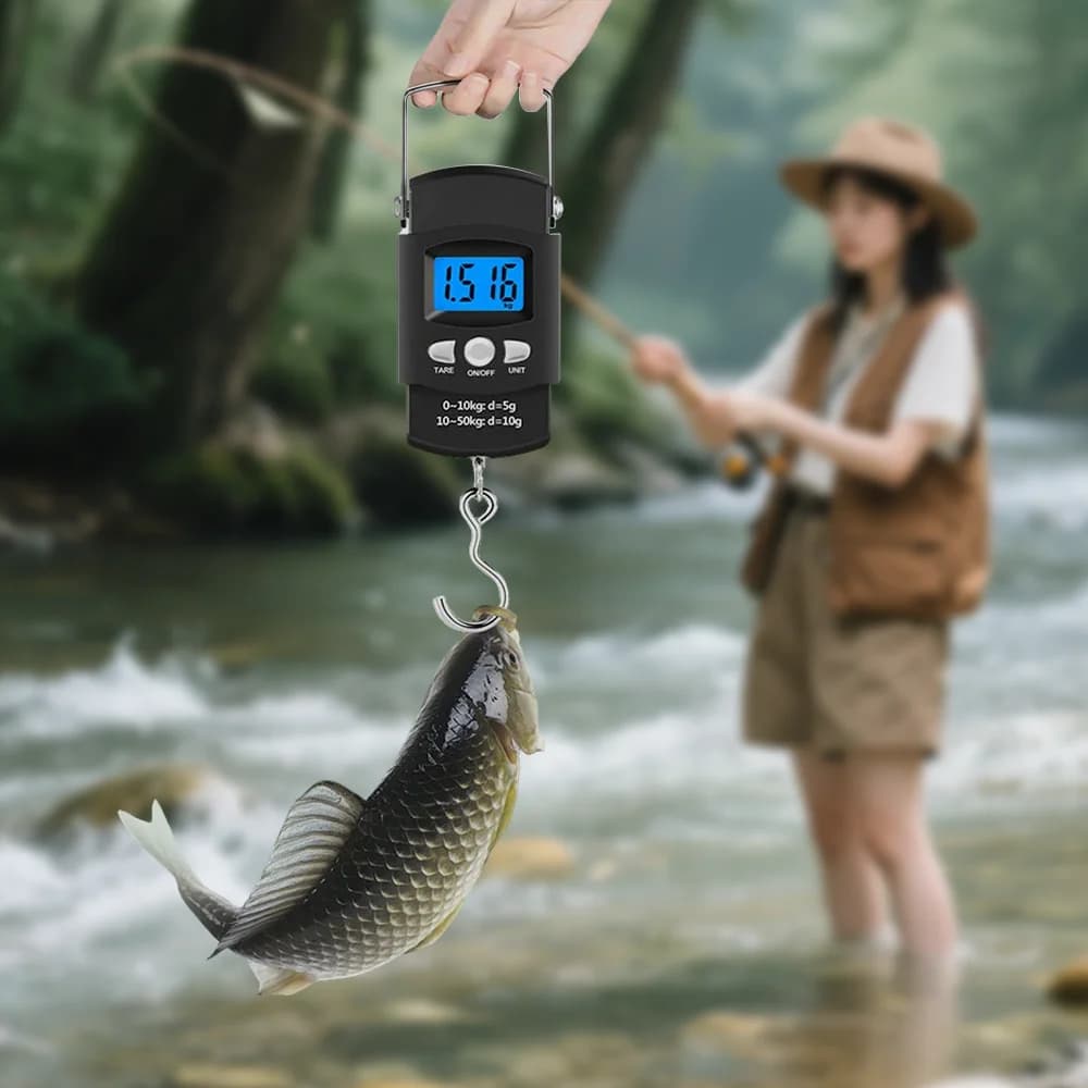 Balance main électronique LCD portable 50kg/10g ruban mesure rétractable 100cm peser poissons légumes