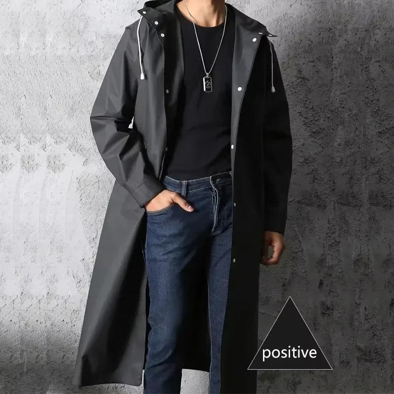 Imperméable longue pêche randonnée - Manteau pluie étanche homme femme capuche - Vêtement extérieur