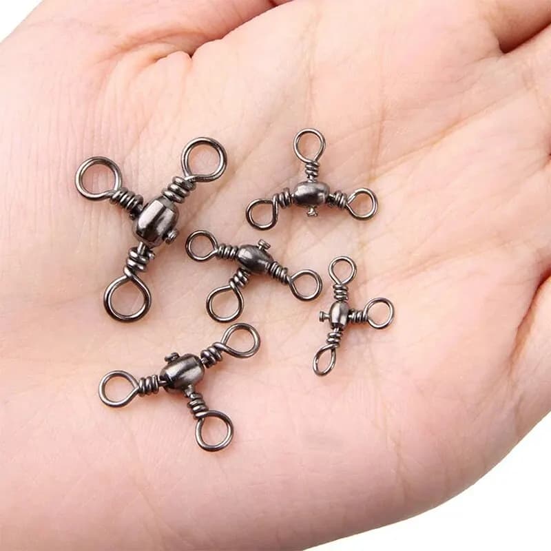 Lot de 50 connecteurs triple brins en nickel noir pour pêche, émerillons T et séparateur de ligne