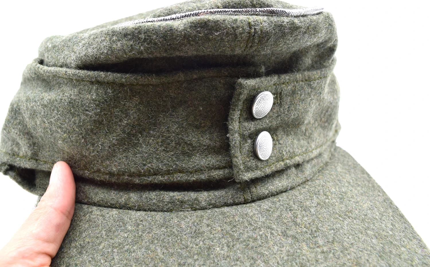 Casquette militaire allemande M43 officier laine pêche reenactment vert field panzer authentique