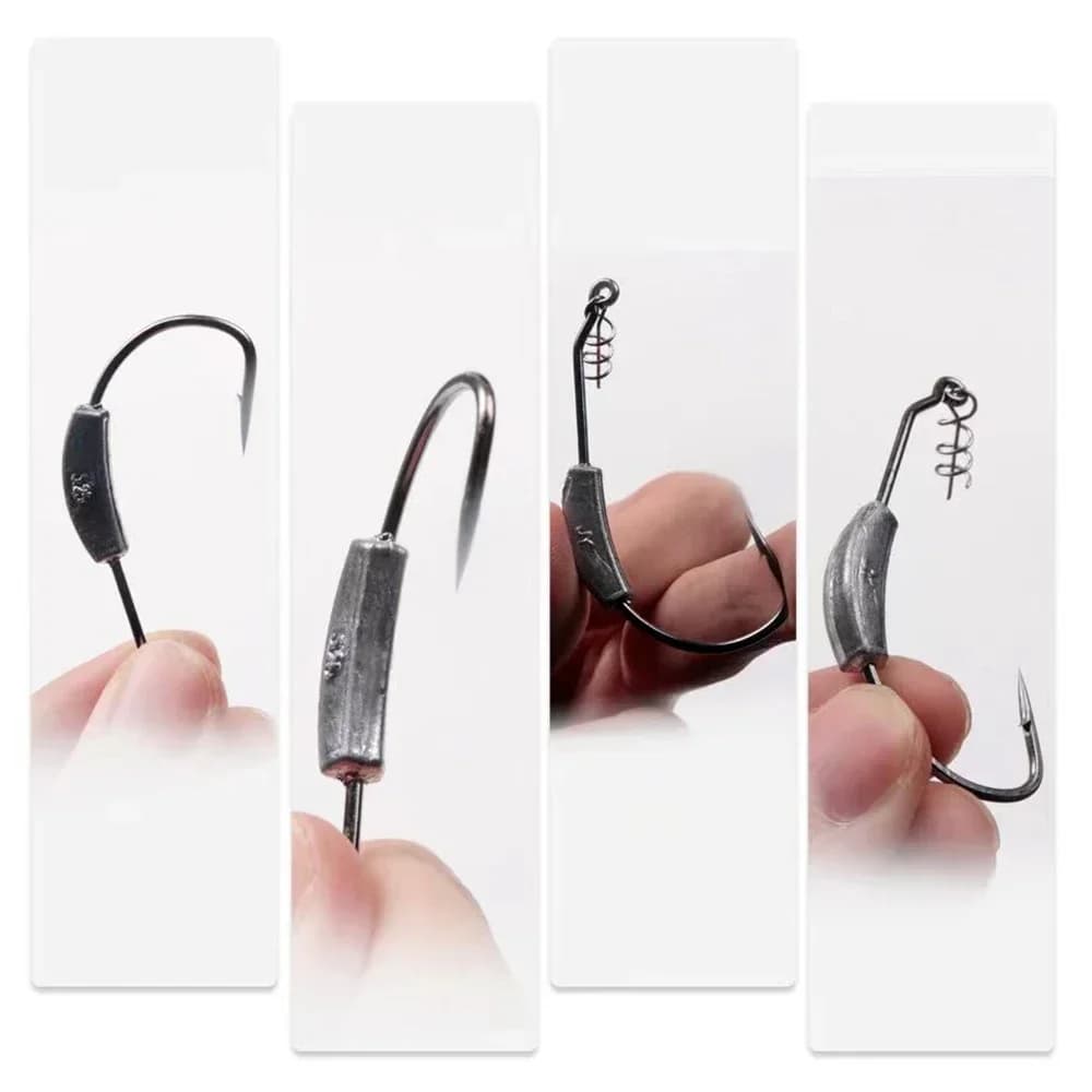 Hameçon Jig Crank GOBAIT 10PCS 2g-7g avec ressort pour leurres souples Texas Rigs pêche carnassiers