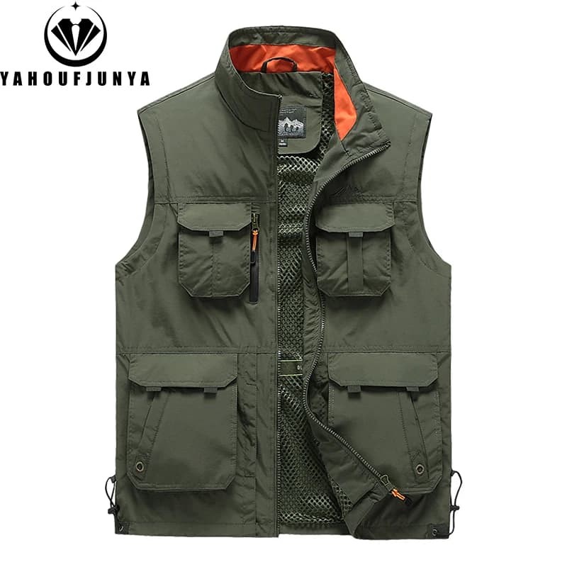 Veste sans manches multi-poches pour pêche printemps été 2024 couleur unie grande taille 6XL