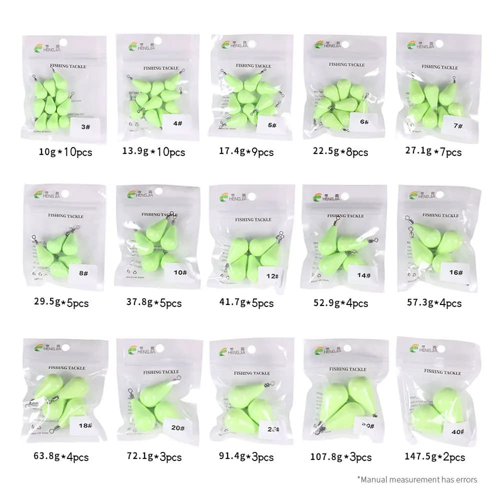 Plombs de pêche lumineux Newup pour leurres souples - poids pour montages Texas rig et basse