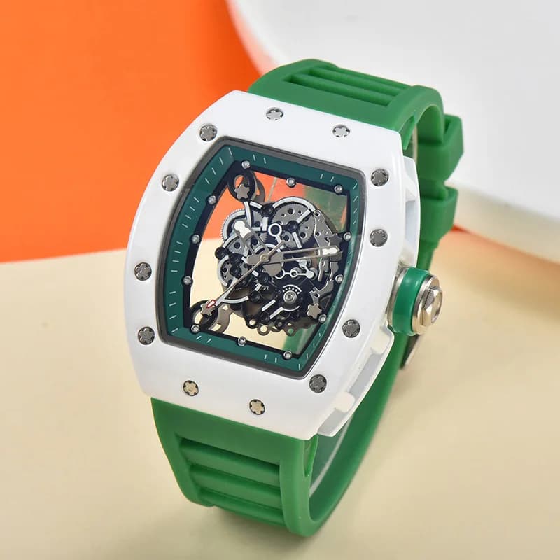 Montre homme luxe quartz 2025 étanche automatique lumineuse transparente tendance mode bracelet caoutchouc