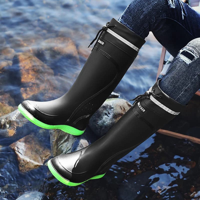Bottes de pêche hiver homme épaissies et imperméables - Anti-dérapantes avec bandes réfléchissantes pour sécurité