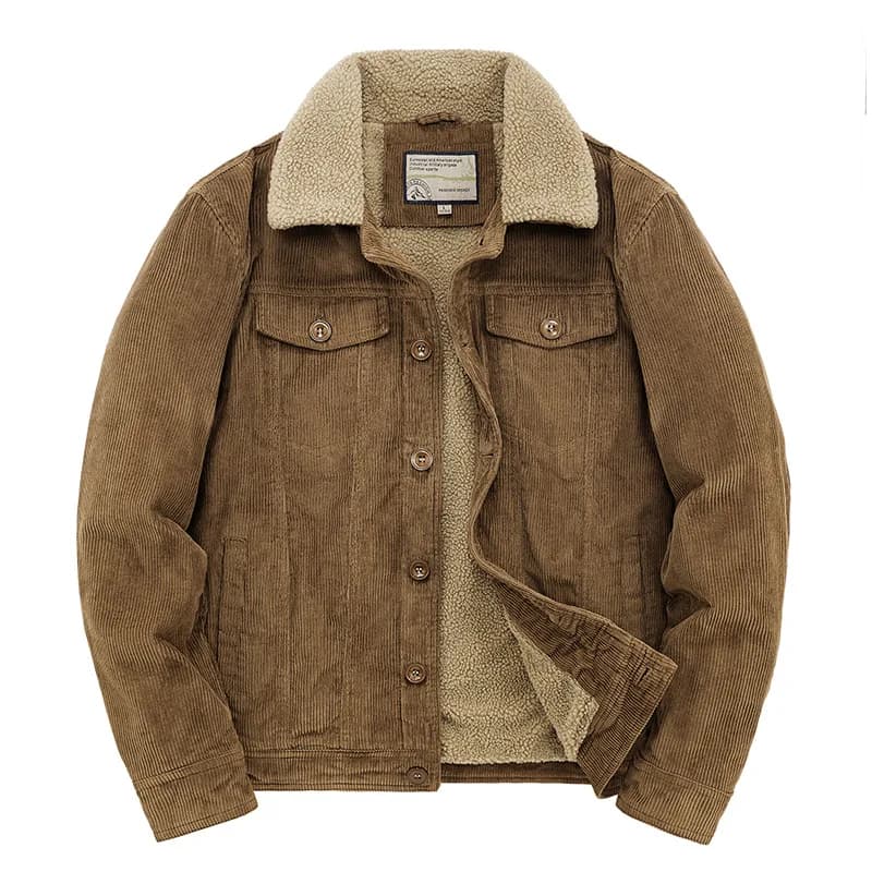 Parka matelassé homme en coton et velours côtelé - Veste chaude ample pour pêche hivernale confortable