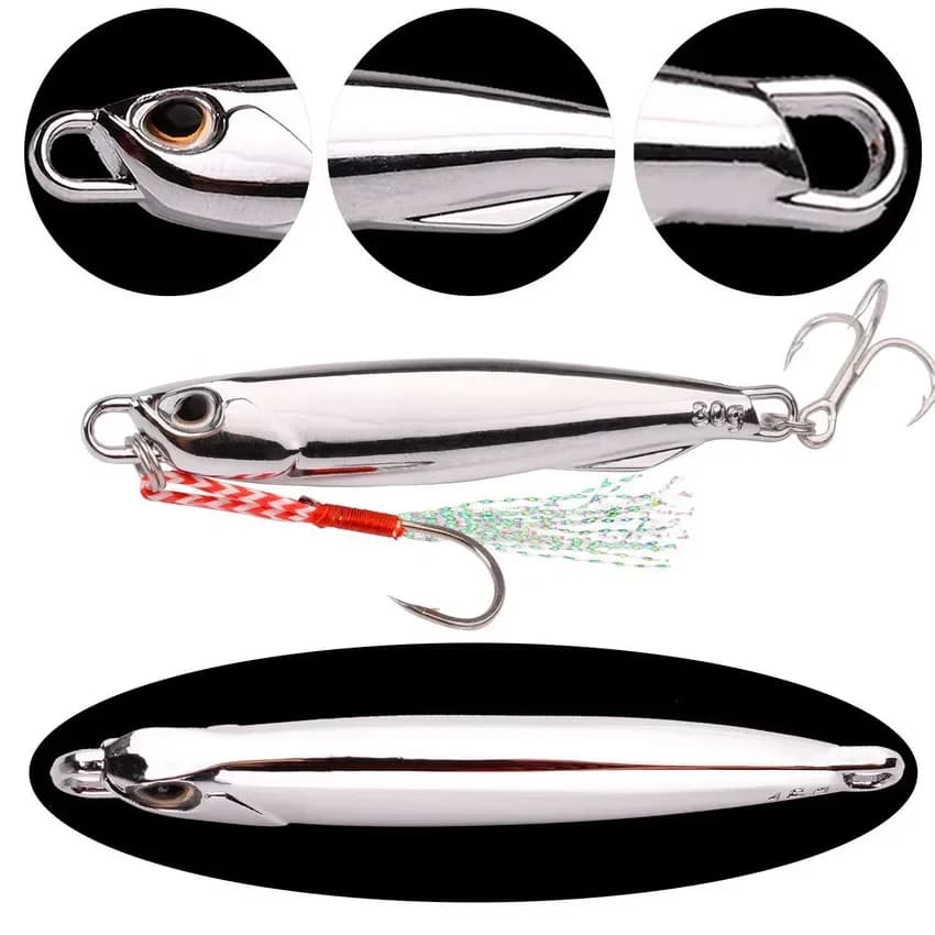 Lot de 5 Leurres Métal Jig 10g à 30g Appât Pêche en Mer pour Bar et Poissons Carnassiers