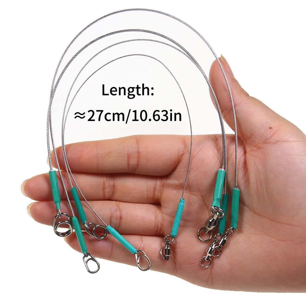 Bas de ligne acier inoxydable 4 tailles avec émerillon - Fil anti-morsure 7x7 brins pour pêche prédatrice