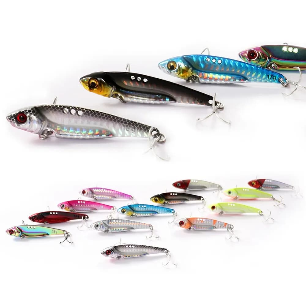 Leurre de pêche VIB métal 7g 10g 18g, leurre dur cuiller vibrante avec hameçon triple pour