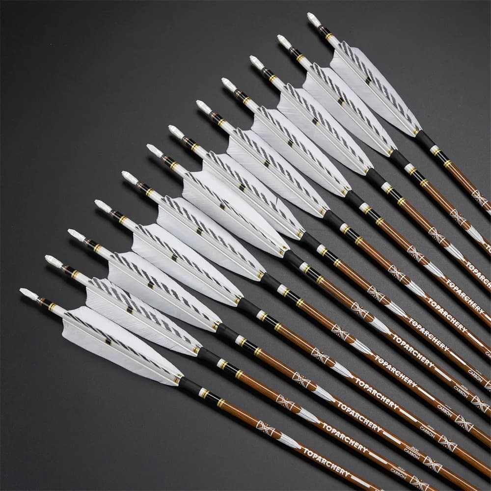 Flèches carbone pur 32 pouces spine 400-600 - 6/12/24pcs pour arc recourbé/chasse pêche