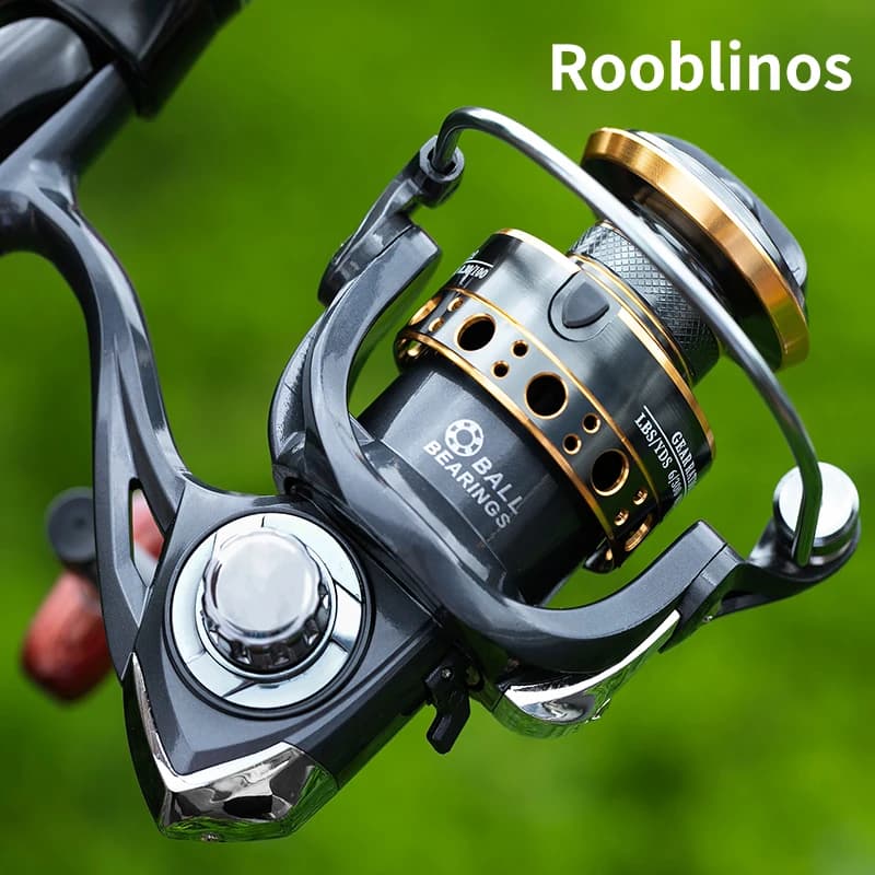 Moulinet pêche spinning Rooblinos BK métal frein interchangeable gauche droite truite carpe eau douce mer