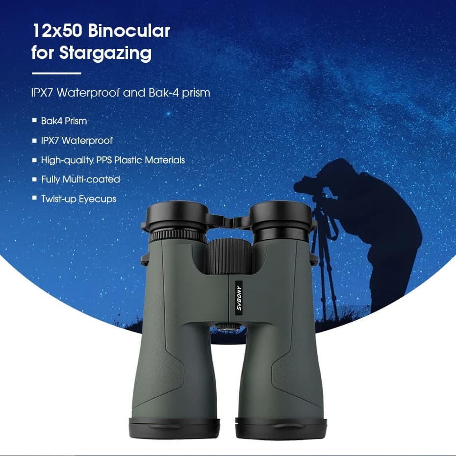 Télescope SVBONY SA203 jumelles 12x50 professionnelles puissantes BAK4 IPX7 étanches observation oiseaux astronomie