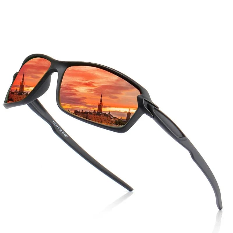 Lunettes de soleil polarisées carrées hommes - Conduite et pêche sportive UV400 voyage