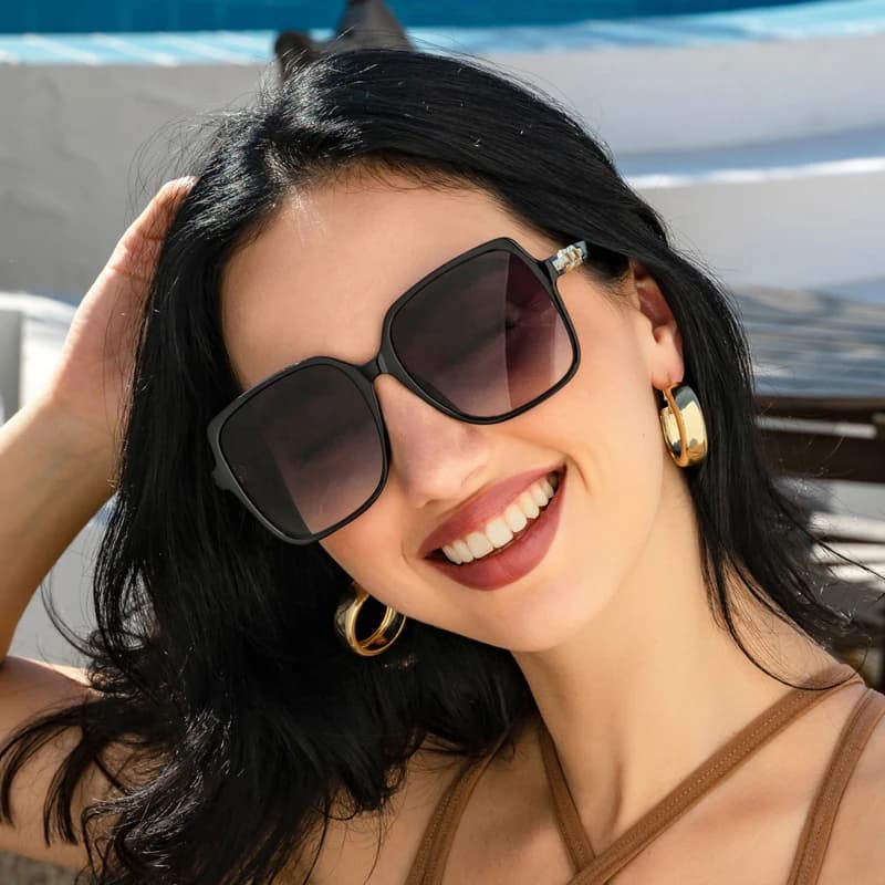 Lunettes de soleil colorées pêche - Grandes montures dégradées UV400 pour pêcheuses fashion