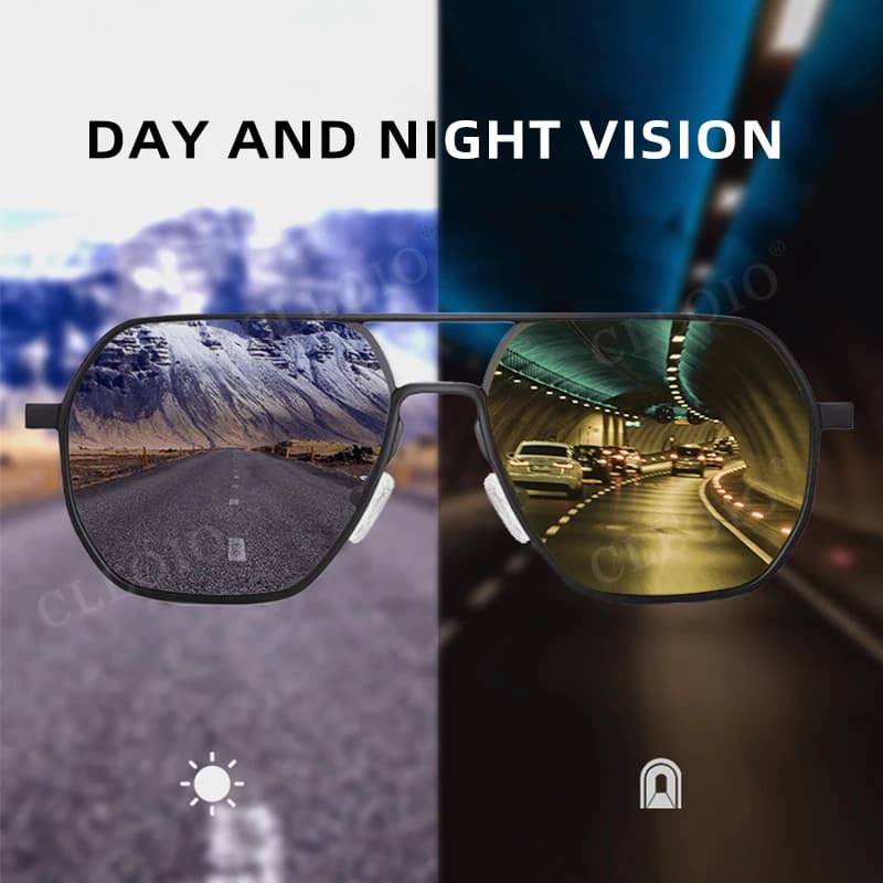 Lunettes de conduite polarisées jour/nuit CLLOIO anti-éblouissement - Verres photochromiques UV400