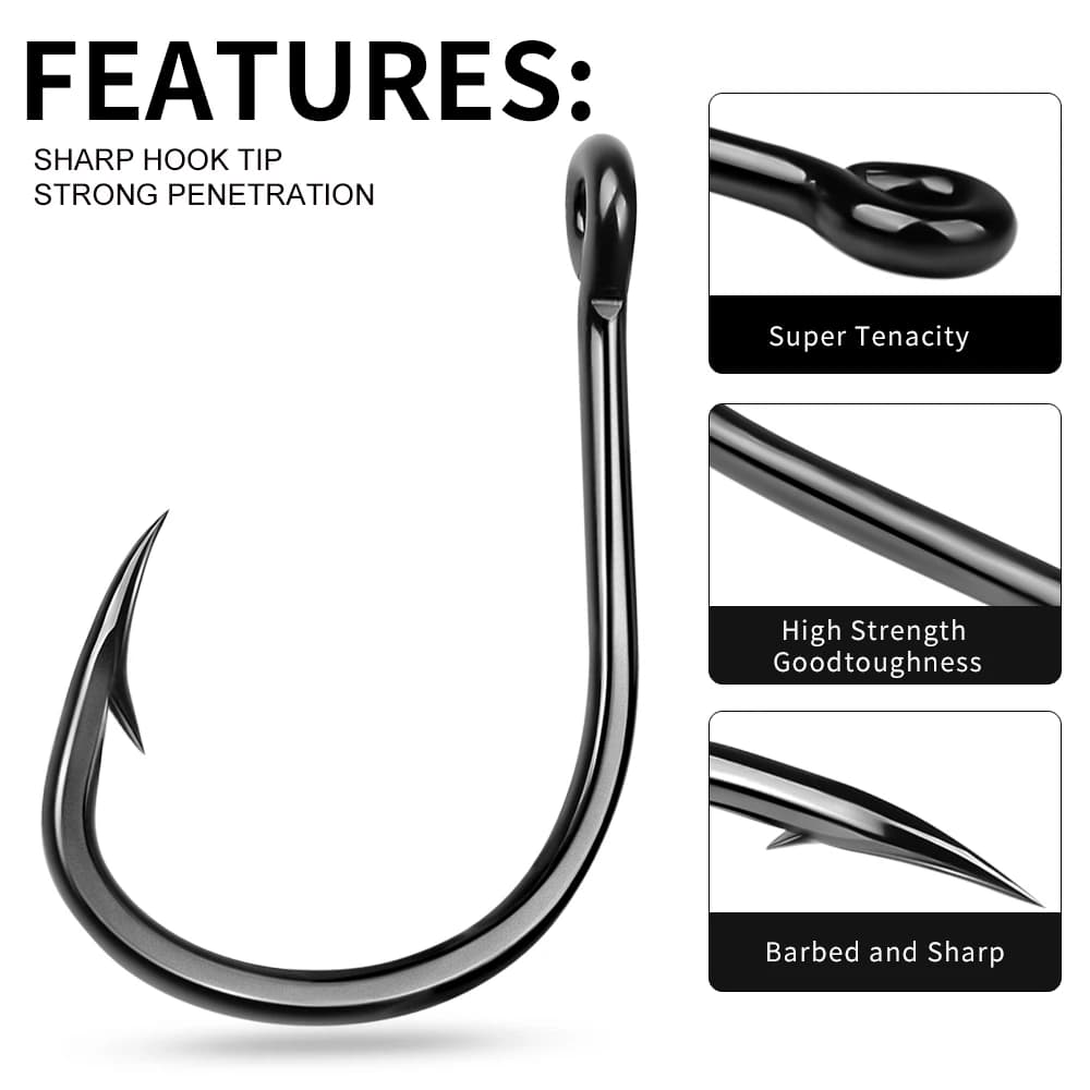 Hameçons mer haute résistance PROBEROS 10PCS acier carbone pour pêche gros poissons grande profondeur