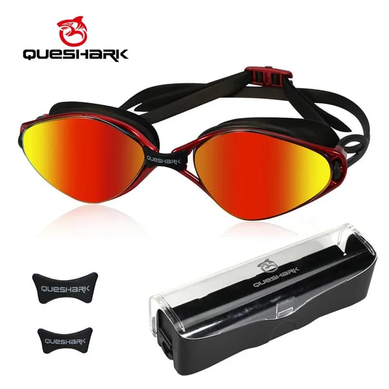 Lunettes de natation QUESHARK anti-buée HD - Kit complet avec boîtier portable pour sports aquatiques