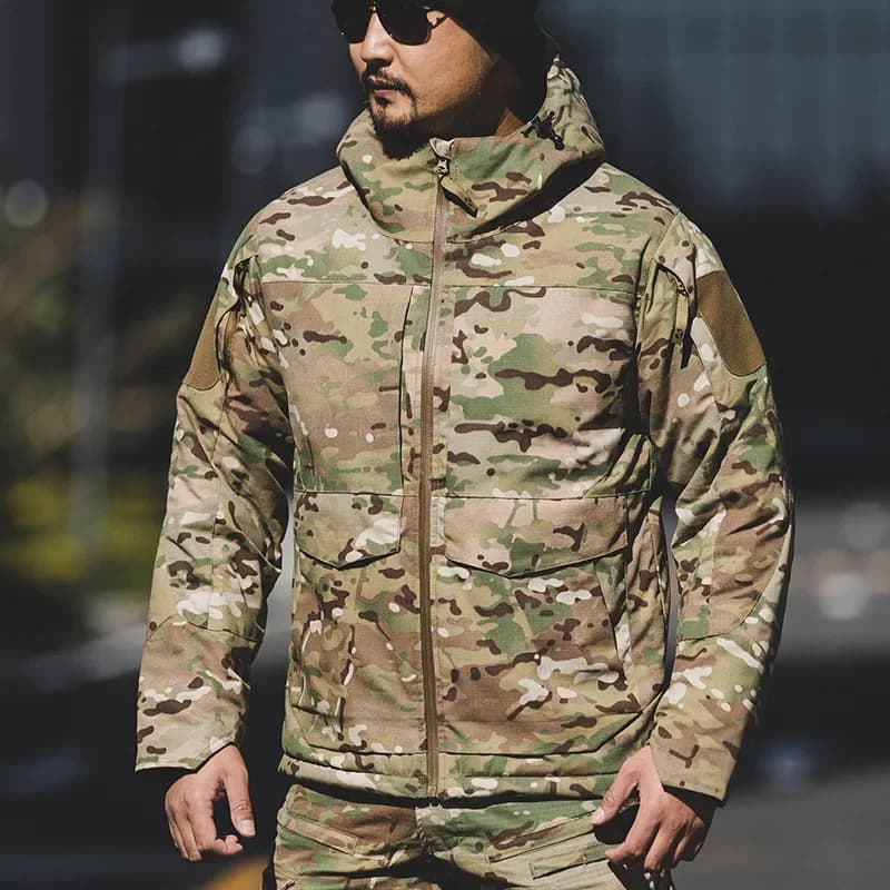 Parka tactique camouflage pêche M65 - Veste chaude multi-poches pour pêche hivernale