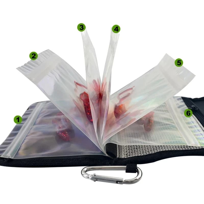 Sac de rangement PVC étanche pour leurres de pêche avec compartiments intérieurs tri accessoires