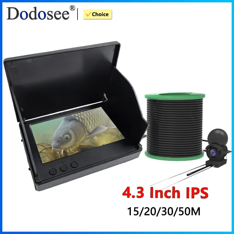 Détecteur de poissons portable Dodosee avec caméra sous-marine 1080P et écran LCD 4.3" - Vision nocturne incluse
