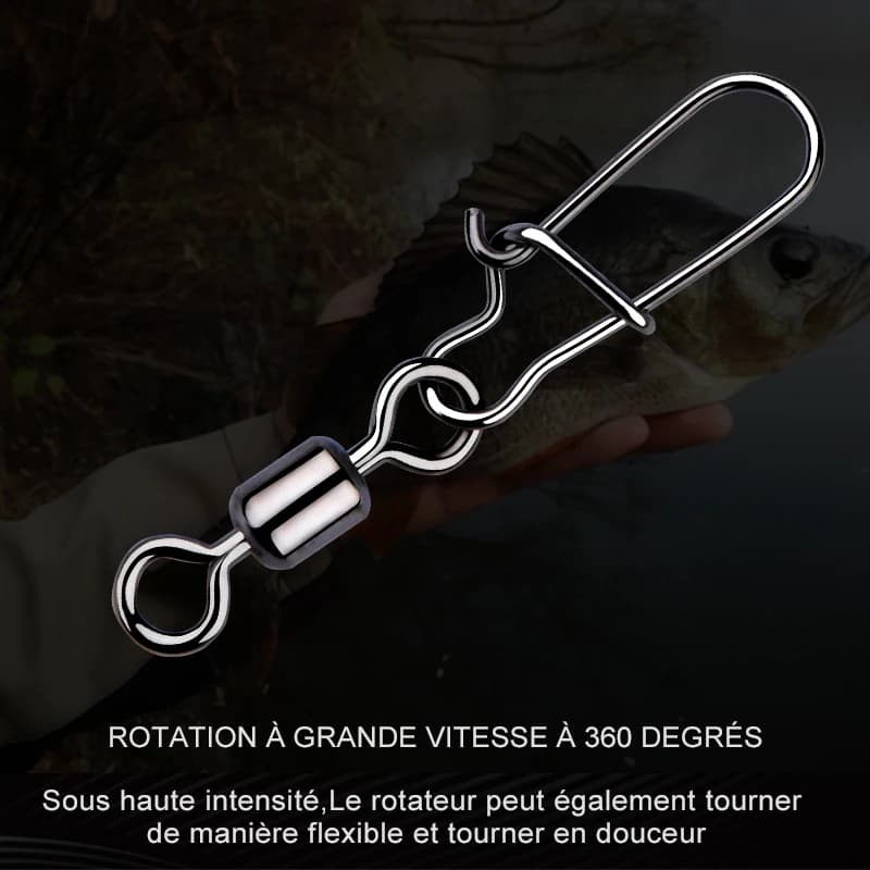 50 émerillons à roulement acier inoxydable pour pêche du brochet et gros carnassiers
