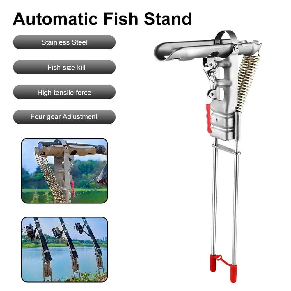 Support canne à pêche pliant automatique pour pêche en étang rivière avec base réglable