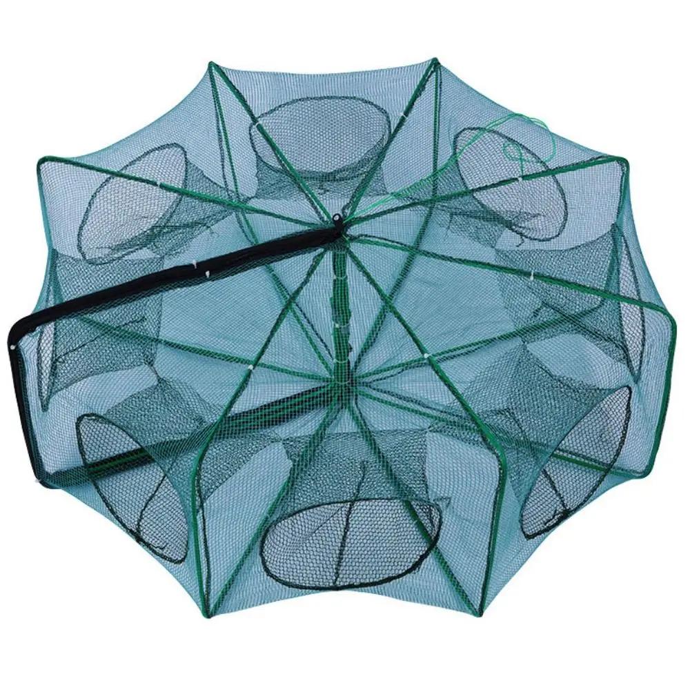Filet de pêche pliable et durable avec 6 à 10 trous - Cage maille nylon verte