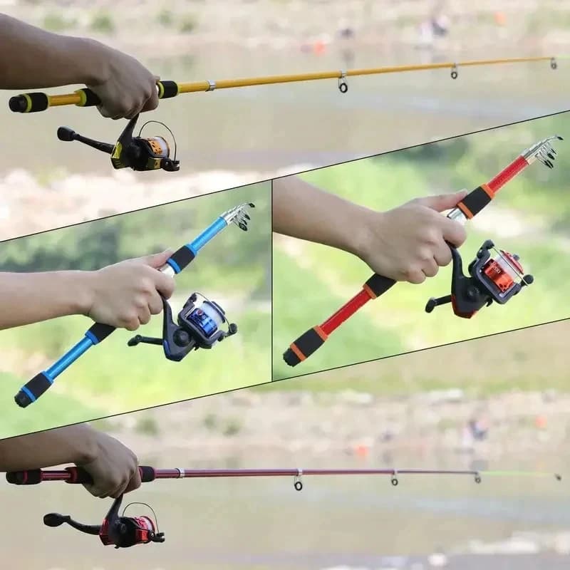 Kit pêche télescopique complet canne moulinet leurres - Équipement nomade tout-en-un pratique