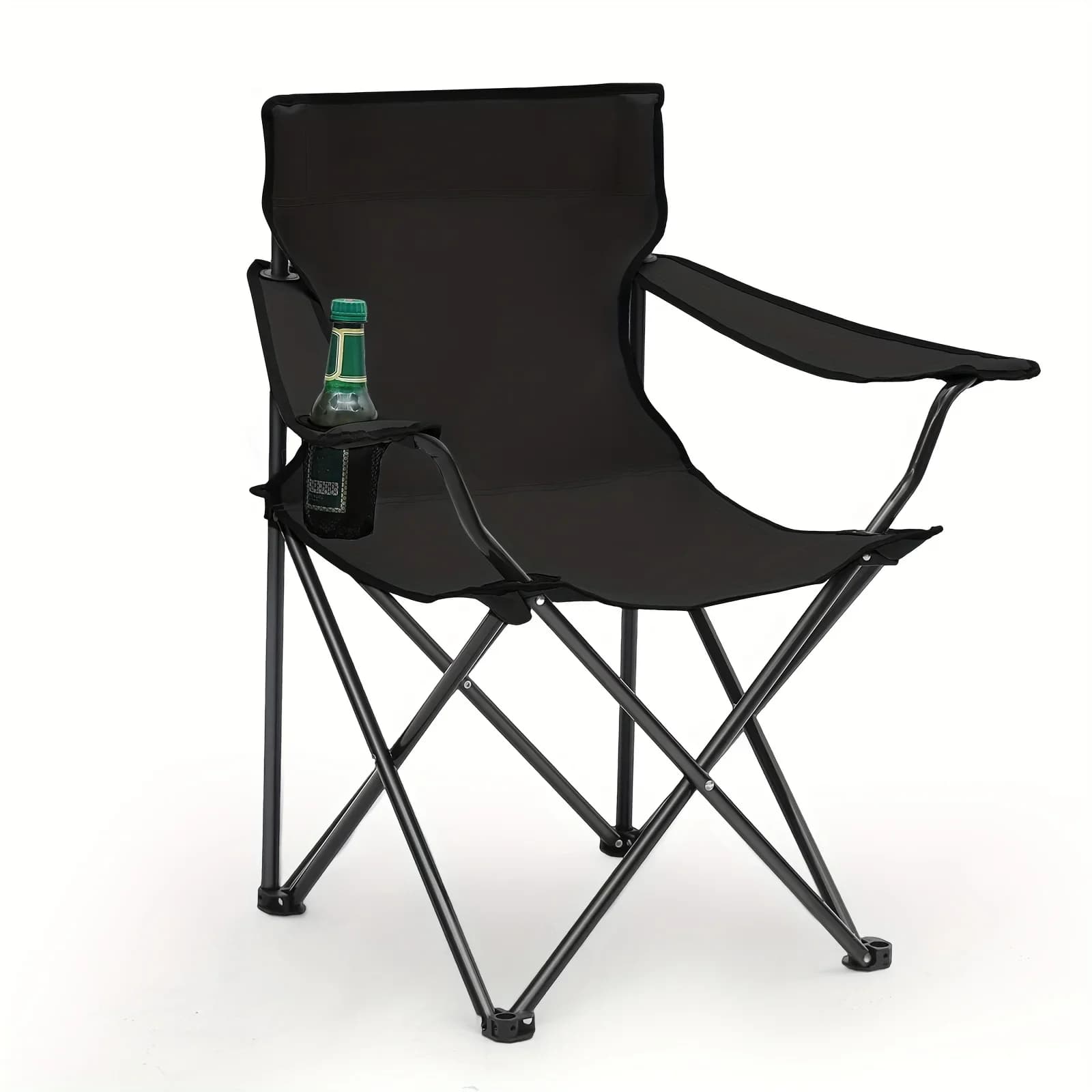 Chaise camping pliante avec porte-gobelet - Siège pliable extérieur sport plage pêche jardin Oxford