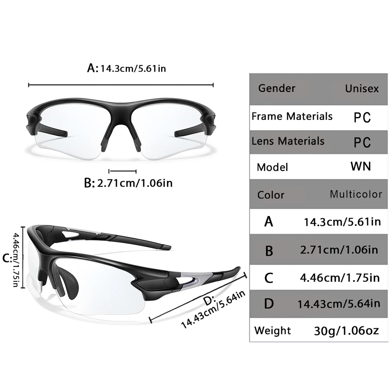 Lunettes photochromiques pêche cyclisme sport extérieur unisexe protection UV400 vision optimale