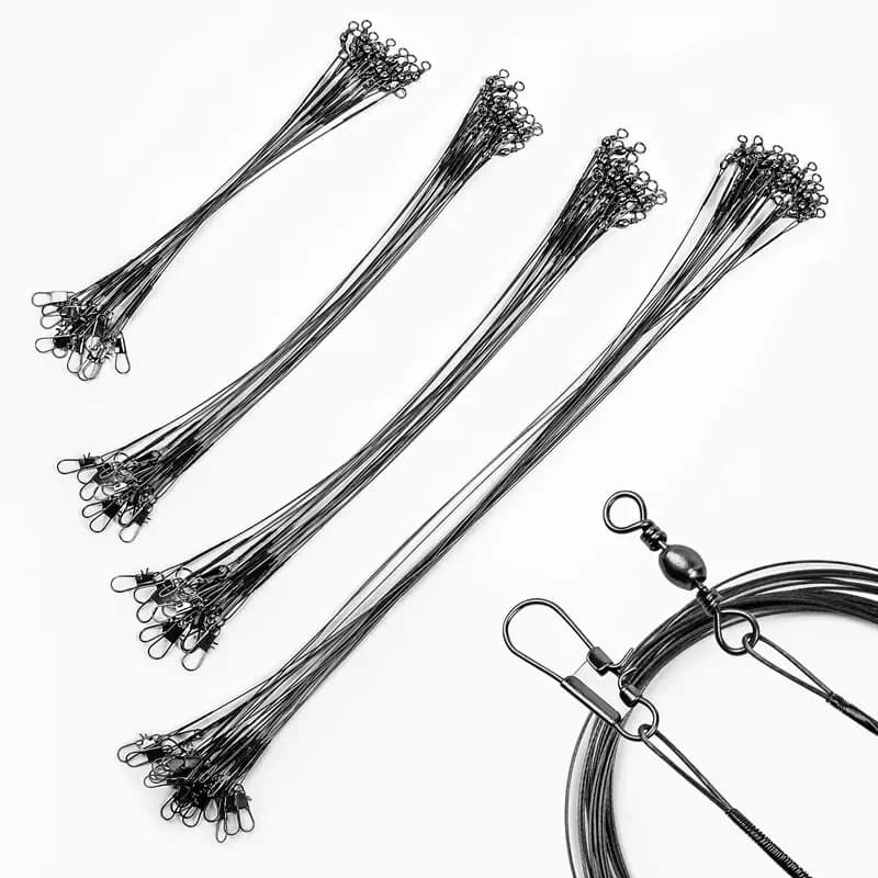 20 leaders acier anti-morsure 15-30cm - Bas de ligne métal avec émerillon protection brochets sandres
