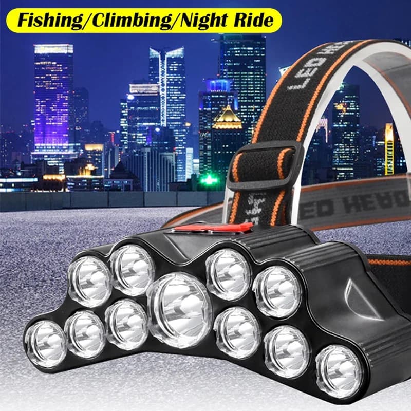 Lampe frontale 5/11 LED puissante rechargeable USB avec batterie 18650 pour pêche et extérieur - Lanterne frontale