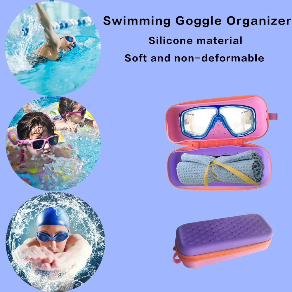 Étui silicone grande capacité pour lunettes de natation - protection alimentaire et rangement pratique
