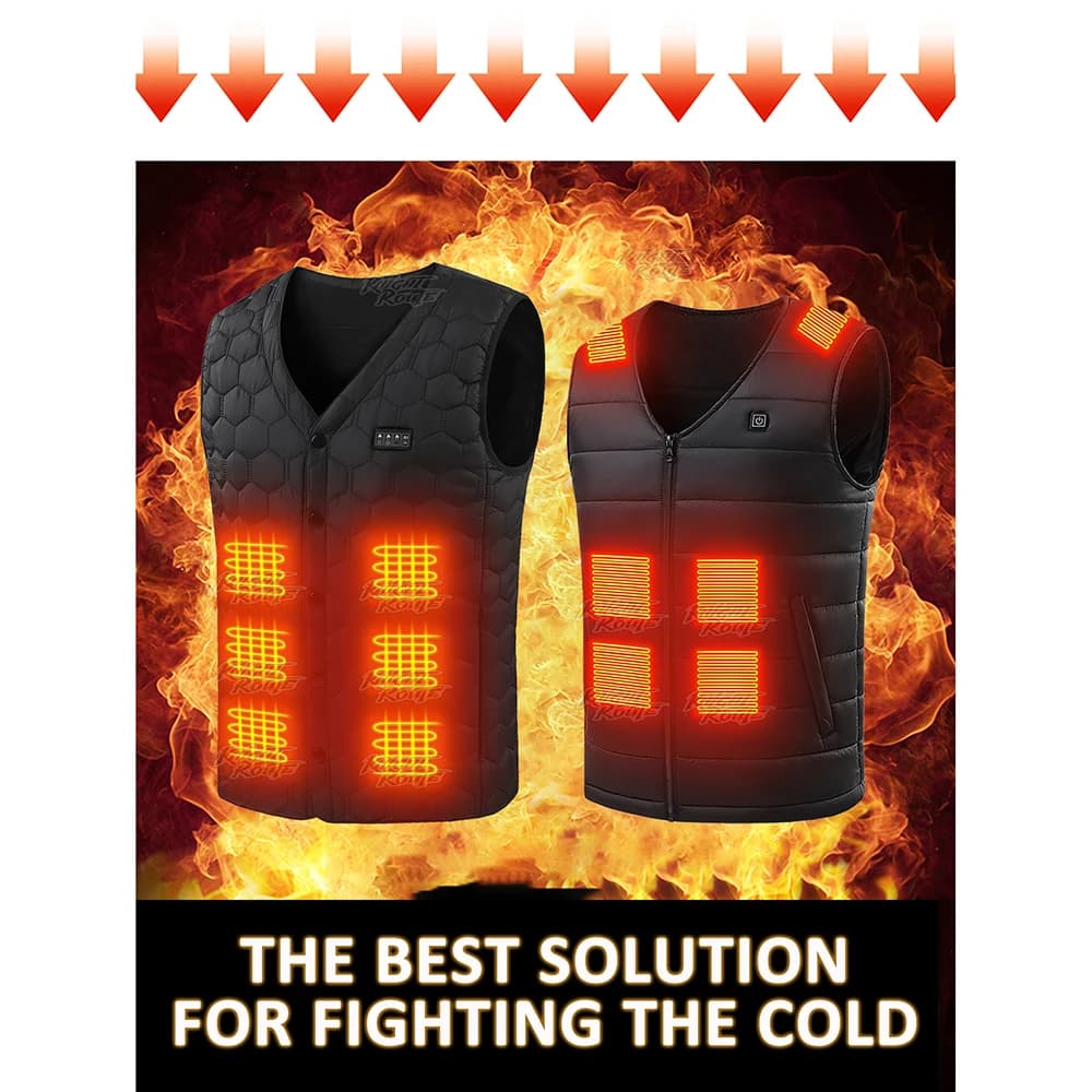 Gilet chauffant 22 zones 3 niveaux de chauffe max 50°C - Idéal hiver, pêche, camping et maison