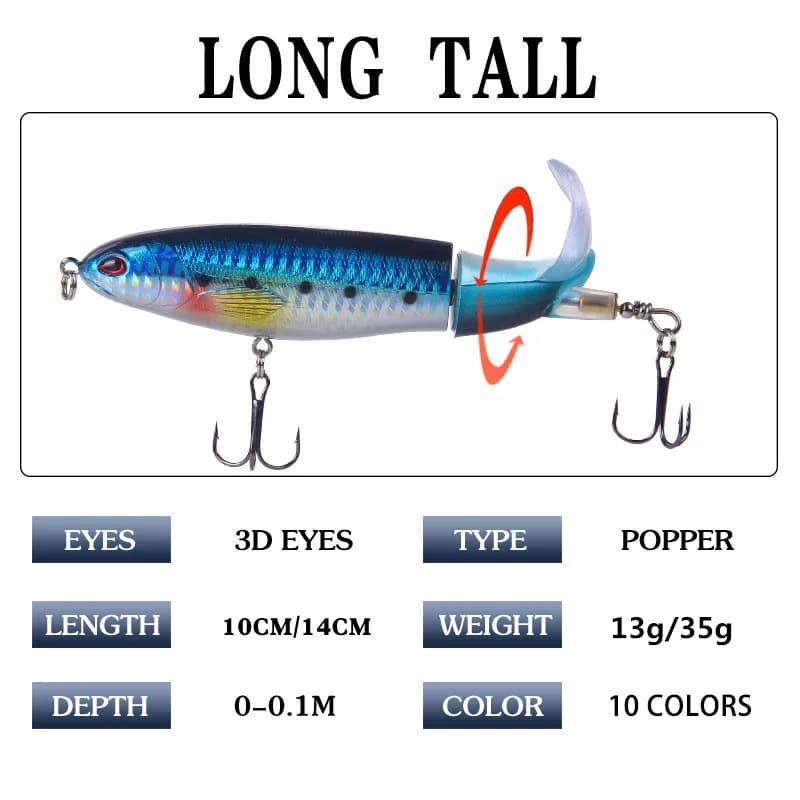 Leurre dur crank bait 13g-35g avec queue rotative - Appât artificiel oscillant pour pêche sportive