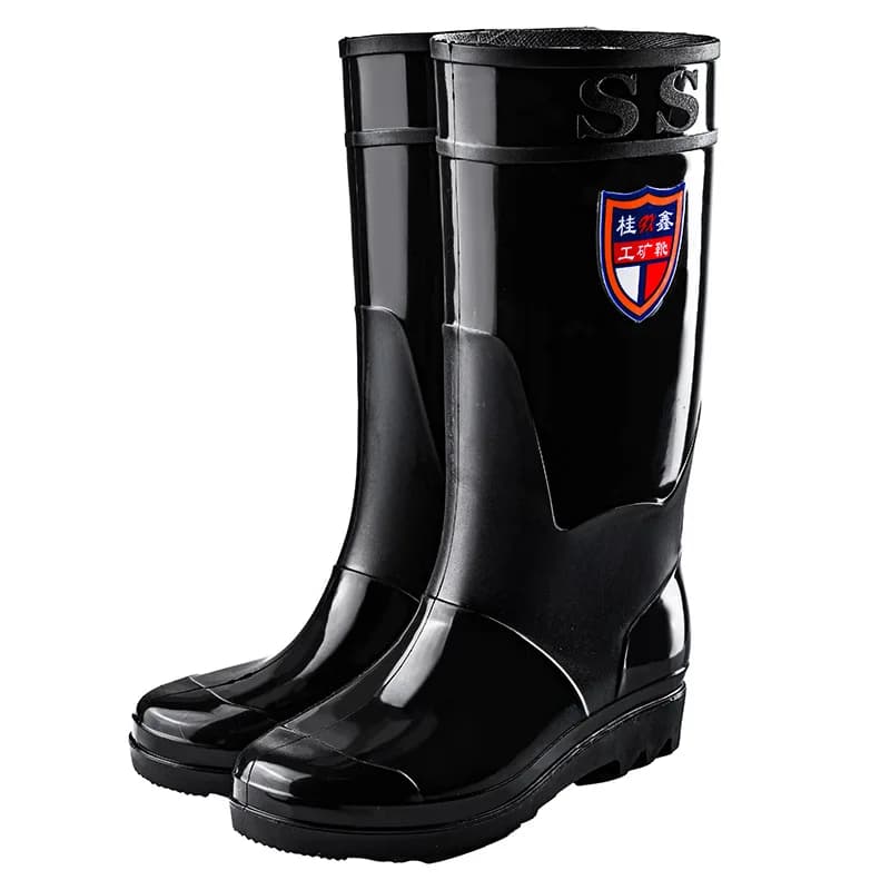 Bottes pluie homme noires hautes tube cuisine étanches anti-dérapantes chaussures eau mi-tube